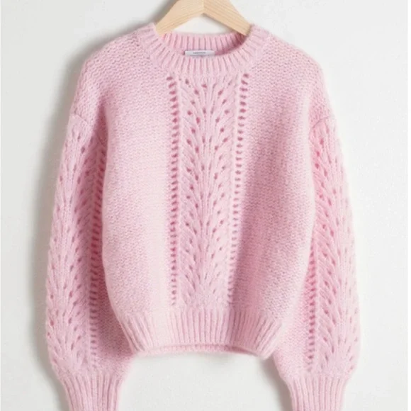 & Other Stories Pink Mohair Eyelet Sweater - Picture 4 of 12